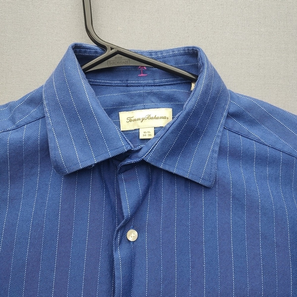 Tommy Bahama Men's Blues Striped Button Up Shirt Long Sleeve 15.5  34-35‎ - Picture 2 of 14